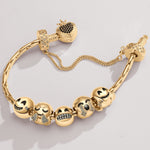 Sterling Silver Embracing Emotions Charms Bracelet Set In 14K Gold Plated (Includes bracelet and all charms shown)