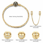 Sterling Silver Hearty Laugh Charms Bracelet Set With Enamel In 14K Gold Plated (Includes bracelet and all charms shown)