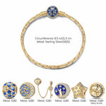Sterling Silver Touch My Starlight Charms Bracelet Set With Enamel In 14K Gold Plated (Includes bracelet and all charms shown)