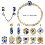 Sterling Silver Dreamy September Charms Bracelet Set With Enamel In 14K Gold Plated (Includes bracelet and all charms shown)