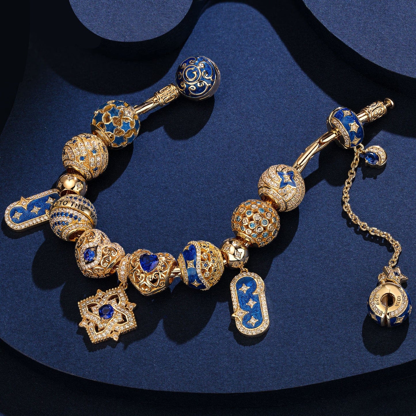 Sterling Silver Dreamy September Charms Bracelet Set With Enamel In 14K Gold Plated (Includes bracelet and all charms shown)