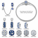 Sterling Silver Dazzling Stardust Charms Bracelet Set With Enamel In White Gold Plated