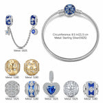 Sterling Silver Starlit Love Charms Bracelet Set With Enamel, Featuring Dual Plating in 14K Gold and White Gold (Includes bracelet and all charms shown)