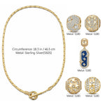 Sterling Silver Twinkling Starlight Charms Necklace Set With Enamel In 14K Gold Plated