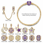 Sterling Silver Astral Visions Charms Bracelet Set With Enamel In 14K Gold Plated (Includes bracelet and all charms shown)