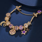 Sterling Silver Astral Visions Charms Bracelet Set With Enamel In 14K Gold Plated (Includes bracelet and all charms shown)