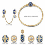 Sterling Silver Starlight Blessings Charms Bracelet Set With Enamel In 14K Gold Plated (Includes bracelet and all charms shown)