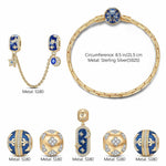 Sterling Silver Starlight Blessings Charms Bracelet Set With Enamel In 14K Gold Plated (Includes bracelet and all charms shown)