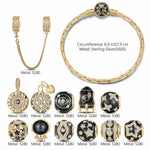 Sterling Silver Universe Dreams Charms Bracelet Set With Enamel In 14K Gold Plated