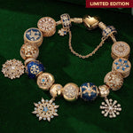 Sterling Silver Splendid Snowfall Charms Bracelet Set With Enamel In 14K Gold Plated (Includes bracelet and all charms shown)