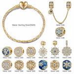 Sterling Silver Splendid Snowfall Charms Bracelet Set With Enamel In 14K Gold Plated (Includes bracelet and all charms shown)