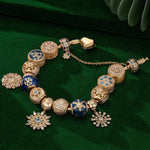 Sterling Silver Splendid Snowfall Charms Bracelet Set With Enamel In 14K Gold Plated