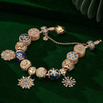 Sterling Silver Snowflake Dreams Charms Bracelet Set With Enamel In 14K Gold Plated