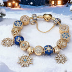 Sterling Silver Splendid Snowfall Charms Bracelet Set With Enamel In 14K Gold Plated (Includes bracelet and all charms shown)