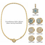 Sterling Silver Pastel Blue Snowflakes Charms Necklace Set In 14K Gold Plated