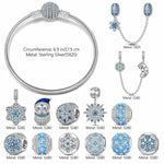 Sterling Silver Frosty Wonderland Charms Bracelet Set In White Gold Plated