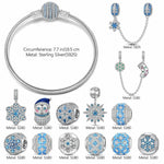 Sterling Silver Frosty Wonderland Charms Bracelet Set In White Gold Plated (Includes bracelet and all charms shown)