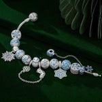 Sterling Silver Frosty Wonderland Charms Bracelet Set In White Gold Plated