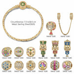 Sterling Silver Merry Sentinel of Colors Charms Bracelet Set With Enamel In 14K Gold Plated (Includes bracelet and all charms shown)