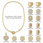 Sterling Silver Gleaming Heartful Treasures Charms Necklace Set In 14K Gold Plated