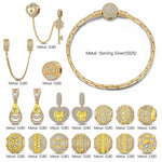Sterling Silver Amber Autumn Charms Bracelet Set With Enamel In 14K Gold Plated (Includes bracelet and all charms shown)
