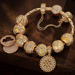 Sterling Silver Sunlit Fall Charms Bracelet Set With Enamel In 14K Gold Plated (Includes bracelet and all charms shown)