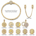 Sterling Silver Sunlit Fall Charms Bracelet Set With Enamel In 14K Gold Plated