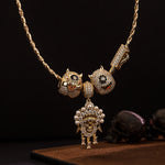 Sterling Silver Opera Ghost Charms Necklace Set In 14K Gold Plated