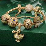 Sterling Silver Lost Wonders Charms Bracelet Set In 14K Gold Plated