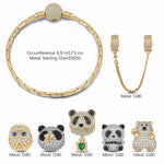 Sterling Silver Arctic & Bamboo Beauties Charms Bracelet Set, Featuring Dual Plating in 14K Gold and White Gold