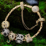 Sterling Silver Arctic & Bamboo Beauties Charms Bracelet Set, Featuring Dual Plating in 14K Gold and White Gold