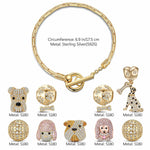 Sterling Silver Pawsome Pals Charms Bracelet Set In 14K Gold Plated