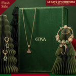 Black Friday Limited Special - The Iconic Advent Calendar - 12 Days Of Christmas Fine Jewelry Gift Set: Sterling Silver Evergreen Cheer Charms Earrings and Necklace and Bracelet Set With Enamel In 14K Gold Plated