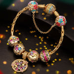 Sterling Silver Dance of Colors Charms Bracelet Set In 14K Gold Plated (Includes bracelet and all charms shown)