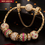 Sterling Silver Enchanted Dance Charms Bracelet Set In 14K Gold Plated (Includes bracelet and all charms shown)