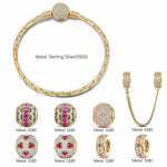 Sterling Silver Enchanted Dance Charms Bracelet Set In 14K Gold Plated (Includes bracelet and all charms shown)