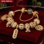 Sterling Silver Destiny's Card Charms Bracelet Set With Enamel In 14K Gold Plated (Includes bracelet and all charms shown)