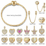 Sterling Silver Angel's Wishes Charms Bracelet Set In 14K Gold Plated (Includes bracelet and all charms shown)