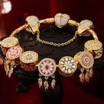 Flash Sale: Sterling Silver Rosy Dreams Charms Bracelet Set In 14K Gold Plated (Includes bracelet and all charms shown)
