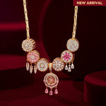 Sterling Silver Rosy Dreams Charms Necklace Set In 14K Gold Plated