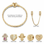 Sterling Silver Angel's Kiss Charms Bracelet Set In 14K Gold Plated (Includes bracelet and all charms shown)