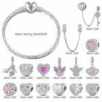 Sterling Silver Angel's Wishes Charms Bracelet Set In 14K Gold Plated (Includes bracelet and all charms shown)