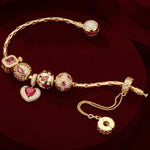 Sterling Silver Glowing Affection Charms Bracelet Set In 14K Gold Plated (Includes bracelet and all charms shown)