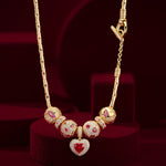 Sterling Silver Glowing Affection Charms Necklace Set In 14K Gold Plated