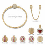 Sterling Silver Eternal Spark Charms Bracelet Set In 14K Gold Plated (Includes bracelet and all charms shown)