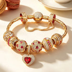 Sterling Silver Eternal Spark Charms Bracelet Set In 14K Gold Plated (Includes bracelet and all charms shown)