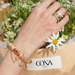 Sterling Silver Dreamy Rosiness Charms Bracelet Set In 14K Gold Plated (Includes bracelet and all charms shown)