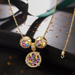 Sterling Silver Blossom Beauty Charms Necklace Set In 14K Gold Plated