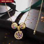 Sterling Silver Blossom Beauty Charms Necklace Set In 14K Gold Plated