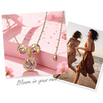 Sterling Silver Blossom Beauty Charms Necklace Set In 14K Gold Plated